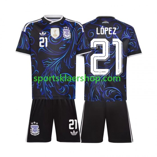 Argentina drakt Jose Manuel Lopez 21 Bortetrøye Kort erm VM 2026 , Barnesett