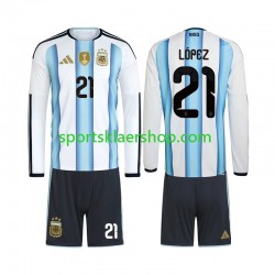 Argentina drakt Jose Manuel Lopez 21 Hjemmetrøye Lang erm VM 2026 , Barnesett
