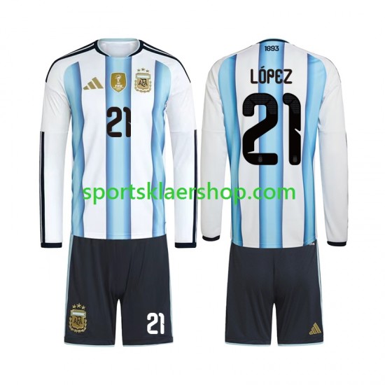 Argentina drakt Jose Manuel Lopez 21 Hjemmetrøye Lang erm VM 2026 , Barnesett