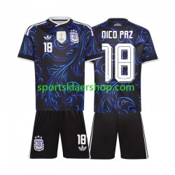 Argentina drakt Nico Paz 18 Bortetrøye Kort erm VM 2026 , Barnesett