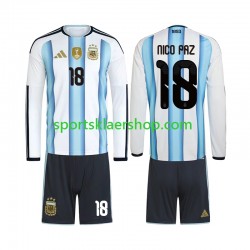 Argentina drakt Nico Paz 18 Hjemmetrøye Lang erm VM 2026 , Barnesett