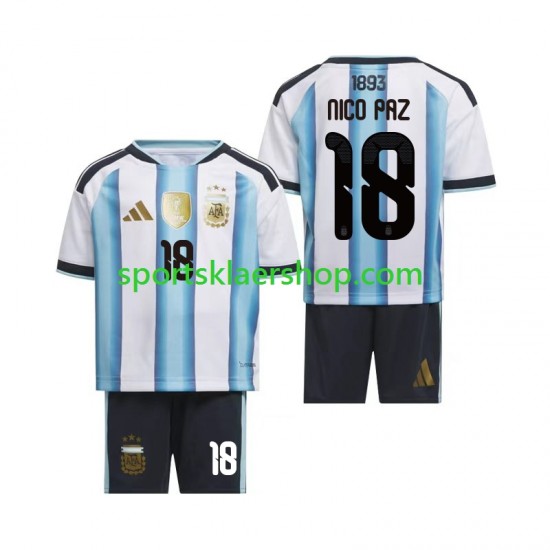 Argentina drakt Nico Paz 18 Hjemmetrøye Kort erm VM 2026 , Barnesett