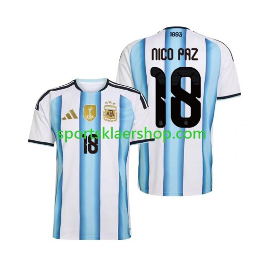 Argentina drakt Nico Paz 18 Hjemmetrøye Kort erm VM 2026 , Herre
