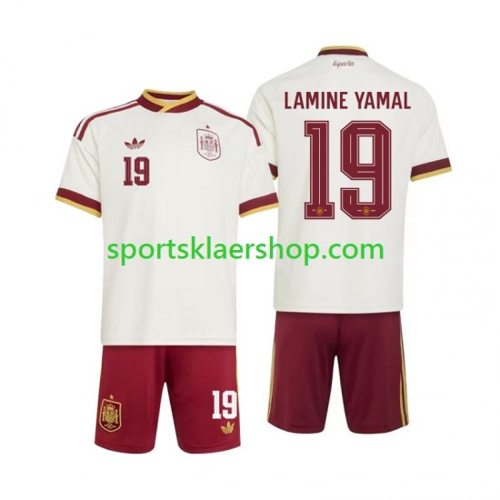Spania drakt Lamine Yamal 19 Bortetrøye Kort erm VM 2026 , Barnesett