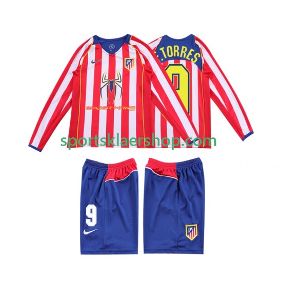 Atlético Madrid drakt F TORRES 9 2005 Retro Hjemmetrøye Lang erm 2004 , Barnesett