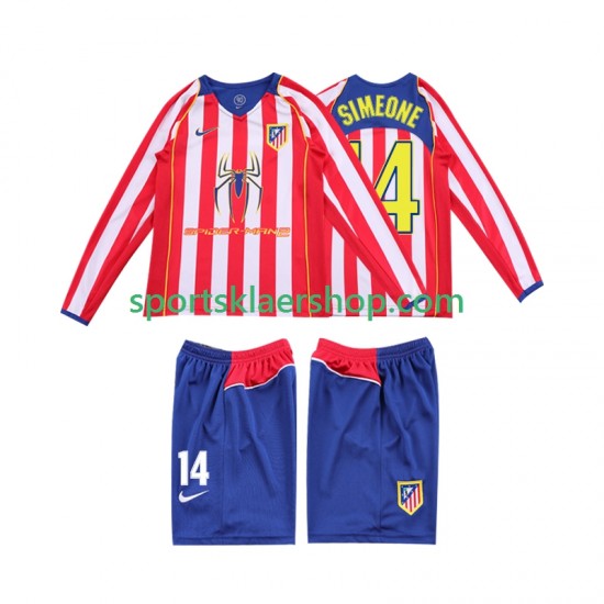 Atlético Madrid drakt SIMEONE 14 2005 Retro Hjemmetrøye Lang erm 2004 , Barnesett