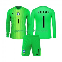 Brasil drakt Alisson Becker 1 Keeper Hjemmetrøye Lang erm 2026 , Barnesett