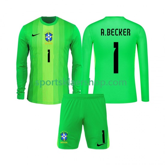 Brasil drakt Alisson Becker 1 Keeper Hjemmetrøye Lang erm 2026 , Barnesett