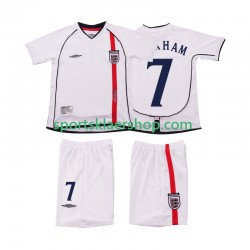 England drakt BECKHAM 7 2002 Retro Hjemmetrøye Kort erm , Barnesett