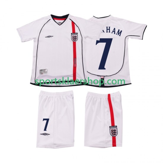 England drakt BECKHAM 7 2002 Retro Hjemmetrøye Kort erm , Barnesett