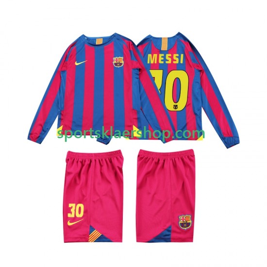 FC Barcelona drakt Lionel Messi 10 2005 Retro Hjemmetrøye Lang erm 2006 , Barnesett