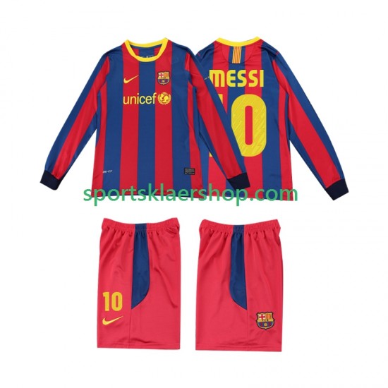 FC Barcelona drakt Lionel Messi 10 Retro Hjemmetrøye Lang erm 2010 2011 , Barnesett