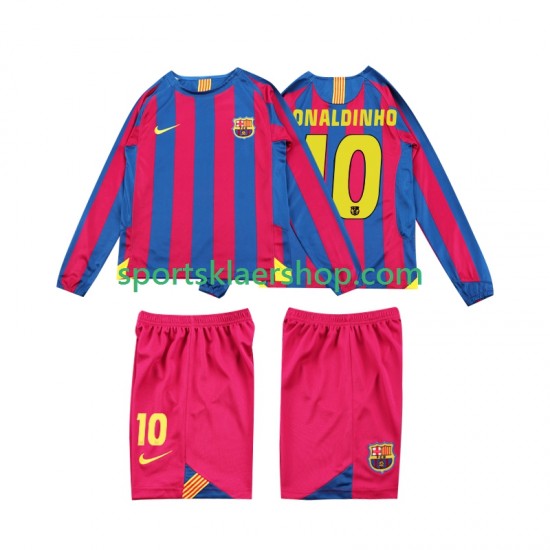 FC Barcelona drakt RONALDINHO 10 2005 Retro Hjemmetrøye Lang erm 2006 , Barnesett