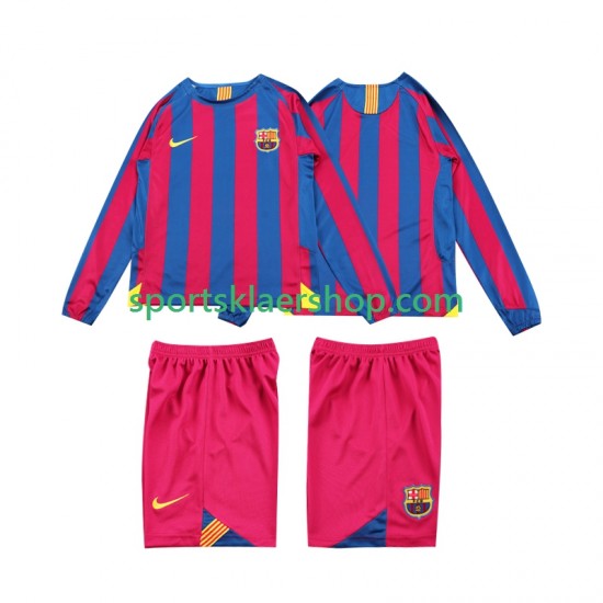 FC Barcelona drakt 2005 Retro Hjemmetrøye Lang erm 2006 , Barnesett