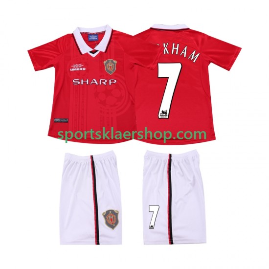 Manchester Utd drakt BECKHAM 7 2000 Retro Hjemmetrøye Kort erm 1999 , Barnesett