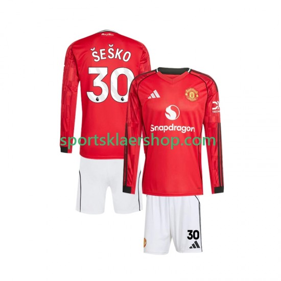 Manchester Utd drakt Benjamin Sesko 30 Hjemmetrøye Lang erm 2025-2026 , Barnesett