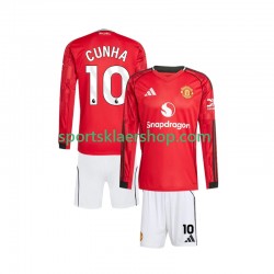 Manchester Utd drakt Matheus Cunha 10 Hjemmetrøye Lang erm 2025-2026 , Barnesett