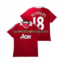 Manchester Utd drakt SCHOLES 18 Retro Hjemmetrøye Kort erm 2010 2011 , Herre