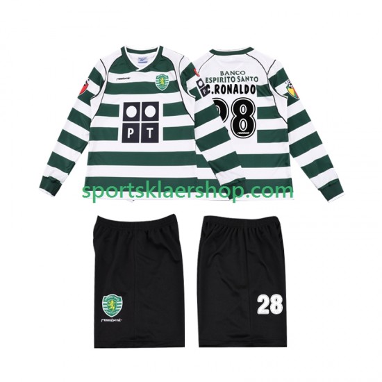 Sporting CP drakt Cristiano Ronaldo 28 2001 2003 Retro Hjemmetrøye Lang erm , Barnesett