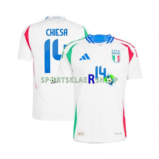 Italia drakt Chiesa 14 Bortetrøye Kort erm Euro 2024 , Herre