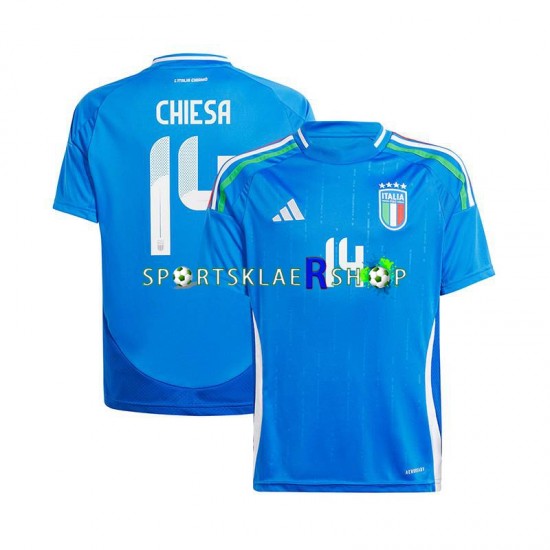 Italia drakt Chiesa 14 Hjemmetrøye Kort erm Euro 2024 , Herre