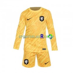 Nederland drakt Keeper Bortetrøye Lang erm Euro 2024 , Barnesett