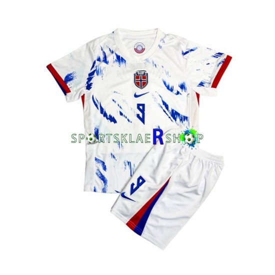 Norge drakt Erling Haaland 9 Bortetrøye Kort erm 2024 , Barnesett