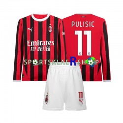 AC Milan drakt Christian Pulisic 11 Hjemmetrøye Lang erm 2024-2025 , Barnesett AC Milan drakt Christian Pulisic 11 Hjemmetrøye Lang erm 2024-2025 , Barnesett