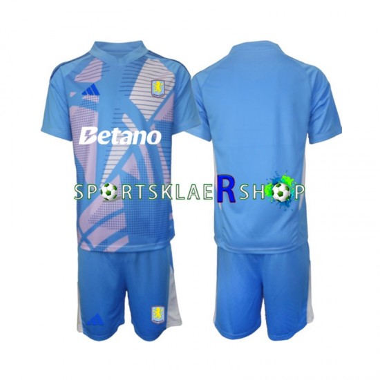 Aston Villa drakt Keeper Tredjetrøye Kort erm 2024-2025 Blå , Barnesett