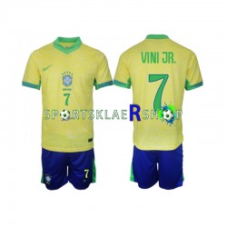 Brasil drakt VINI JR 7 Hjemmetrøye Kort erm 2024 , Barnesett