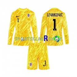 Kroatia drakt DOMINIK LIVAKOVIC 1 Keeper Hjemmetrøye Lang erm Euro 2024 , Barnesett
