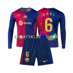 FC Barcelona drakt Gavi 6 Hjemmetrøye Lang erm 2024-2025 , Barnesett
