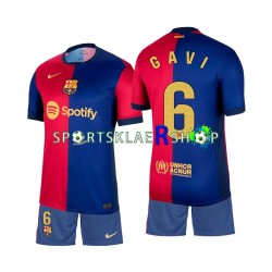 FC Barcelona drakt Gavi 6 Hjemmetrøye Kort erm 2024-2025 , Barnesett