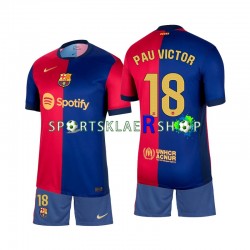 FC Barcelona drakt Pau Victor 18 Hjemmetrøye Kort erm 2024-2025 , Barnesett FC Barcelona drakt Pau Victor 18 Hjemmetrøye Kort erm 2024-2025 , Barnesett
