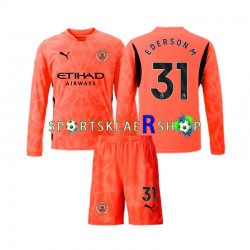 Manchester City drakt Ederson Moraes 31 Keeper Bortetrøye Lang erm 2024-2025 , Barnesett
