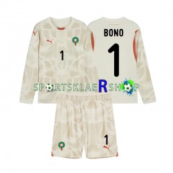 Marokko drakt Yassine Bounou 1 Keeper Bortetrøye Lang erm 2024 , Barnesett