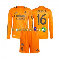 Real Madrid drakt Endrick 16 Bortetrøye Lang erm 2024-2025 , Barnesett