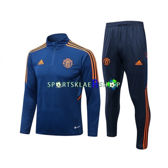 Manchester Utd 2022-23 Blå Trenings Collegegenser Set SKU001