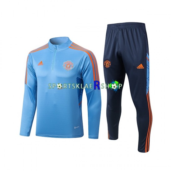Manchester Utd 2022-23 Blå Trenings Collegegenser Set SKU002