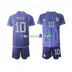 Argentina drakt Lionel Messi 10 Bortetrøye Kort erm VM 2022 , Barnesett