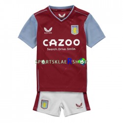 Aston Villa drakt Hjemmetrøye Kort erm 2022-23 , Barnesett