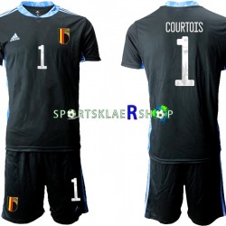 Belgia drakt Thibaut Courtois 1 Euro 2020 Keeper Hjemmetrøye Kort erm , Barnesett