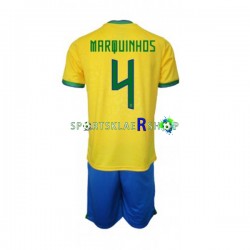 Brasil drakt Marquinhos 4 Hjemmetrøye Kort erm VM 2022 , Barnesett