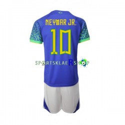 Brasil drakt Neymar JR 10 Bortetrøye Kort erm VM 2022 , Barnesett
