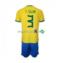 Brasil drakt Thiago Silva 3 Hjemmetrøye Kort erm VM 2022 , Barnesett