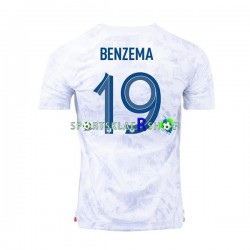 Frankrike drakt Benzema 19 Bortetrøye Kort erm VM 2022 , Herre