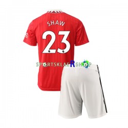 Manchester Utd drakt Luke Shaw 23 Hjemmetrøye Kort erm 2022-23 , Barnesett