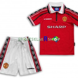 Manchester Utd drakt Retro Hjemmetrøye Kort erm 1998-1999 , Barnesett