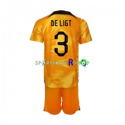 Nederland drakt Matthijs de Ligt 3 Hjemmetrøye Kort erm VM 2022 , Barnesett