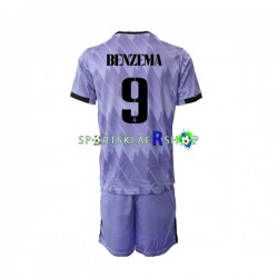 Real Madrid drakt Karim Benzema 9 Bortetrøye Kort erm 2022-23 , Barnesett